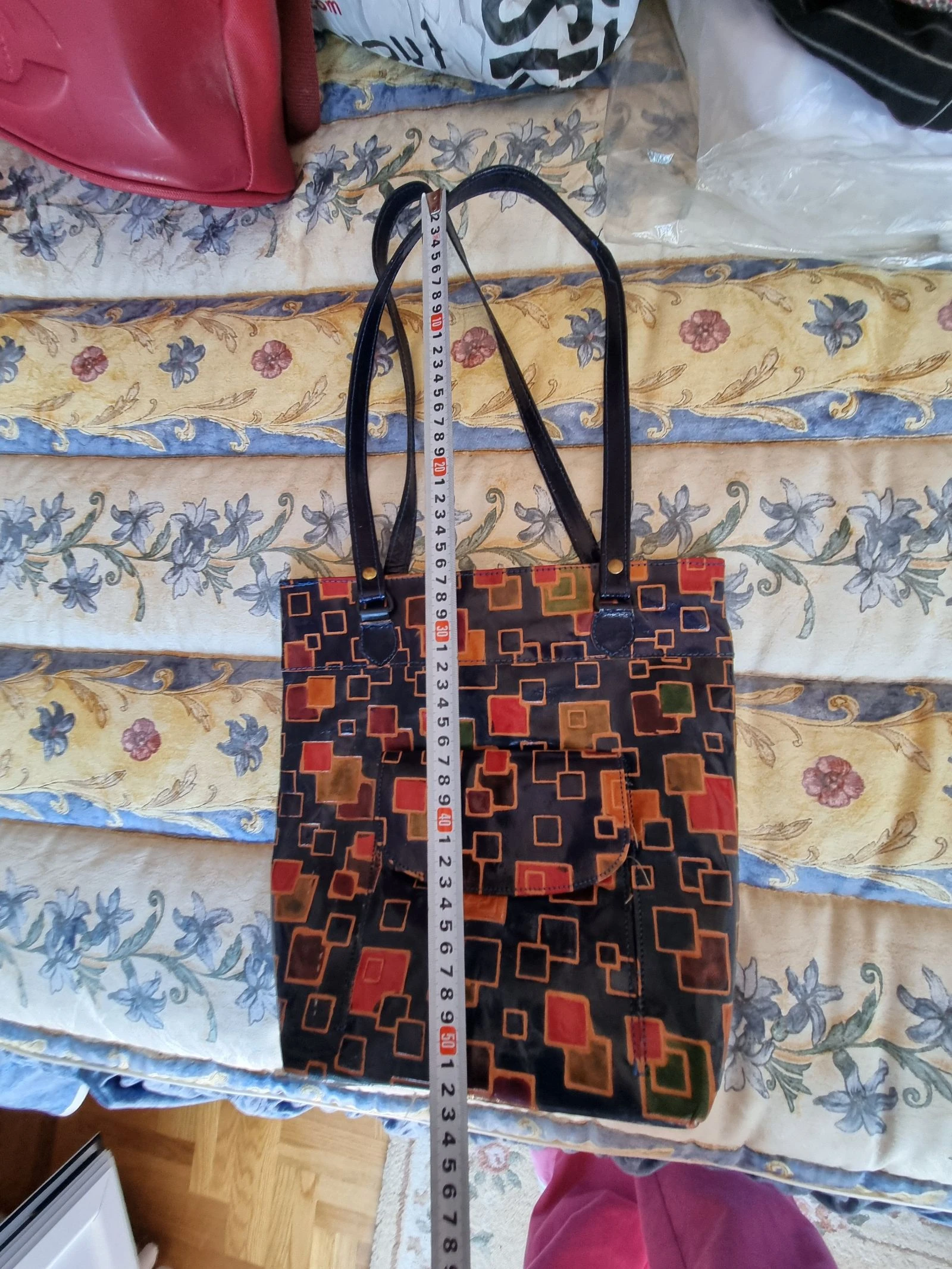 Bolso azul con estampado de cuadros hecho a mano. – photo 7